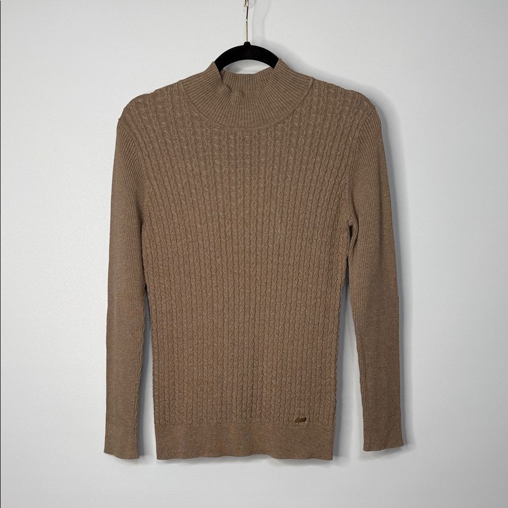 Calvin Klein Cotton Blend Cable Knit Mock Neck Sweater Size Medium
